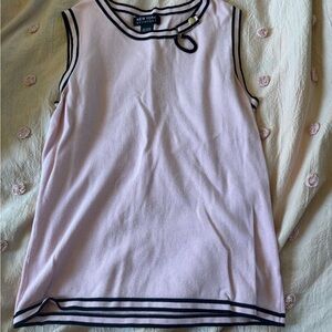 New York & Company Light Pink Sleeveless Knit Top with Navy Trim